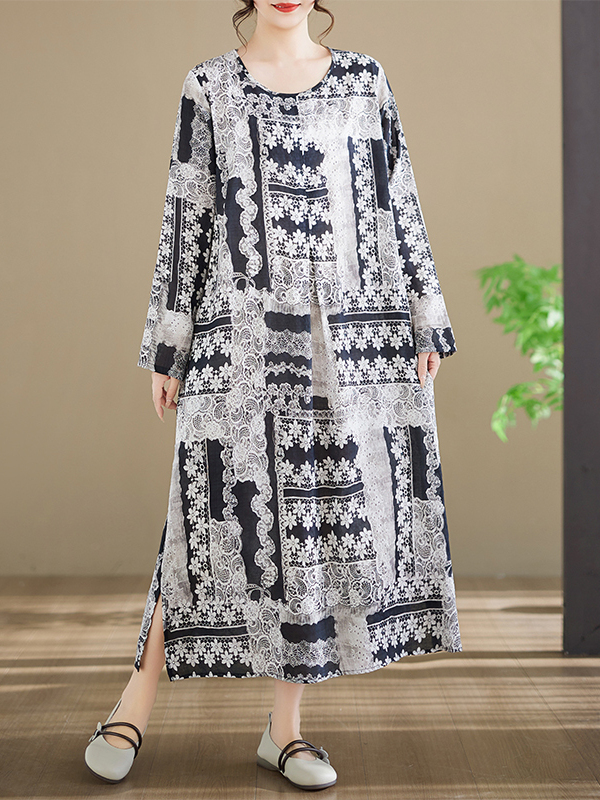 Abito in cotone a maniche lung - Ethnic Style Dresses recensione e prezzo